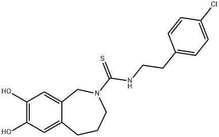 2-[[2-(4-クロロフェニル)エチルアミノ]チオカルボニル]-2,3,4,5-テトラヒドロ-1H-2-ベンゾアゼピン-7,8-ジオール 化学構造式