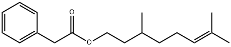 フェニル酢酸3,7-ジメチル-6-オクテニル 化学構造式