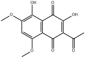 2-アセチル-3,5-ジヒドロキシ-6,8-ジメトキシ-1,4-ナフトキノン 化学構造式