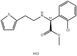 D-(+)-alpha-(2-噻吩乙胺基)-alpha-(2-氯苯基)醋酸甲酯盐酸盐 结构式