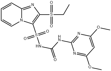 １（４，６ジメトキシ２ピリミジニル）３｛［２（エチルスルホニル）イミダゾ［１，２ａ］ピリジン３イル］スルホニル｝尿素 化学構造式
