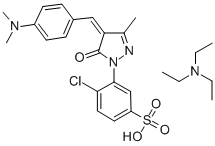 4-氯-3-[4-[4-(二甲氨基)苯亚甲基]-3-甲基-5-氧代-2-吡唑啉-1-基]苯磺酸三乙胺盐 结构式