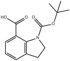N-BOC-吲哚啉-7-羧酸, 143262-20-8, 结构式
