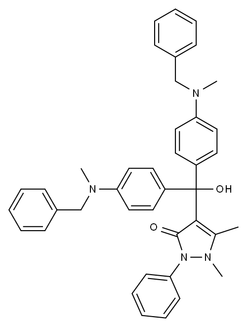 1,2-ジヒドロ-4-[ヒドロキシビス[4-[メチル(フェニルメチル)アミノ]フェニル]メチル]-1,5-ジメチル-2-フェニル-3H-ピラゾール-3-オン 化学構造式
