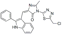 (5Z)-3-[5-(chloromethyl)-1,3,4-thiadiazol-2-yl]-2-methyl-5-[(2-phenyl- 1H-indol-3-yl)methylidene]imidazol-4-one Structure