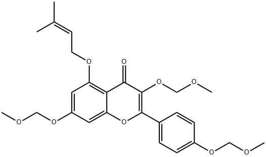 5-O-(3-Methyl-2-butenyl) KaeMpferol Tri-O-MethoxyMethyl Ether Structure