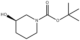 (R)-1-(tert-ブトキシカルボニル)-3-ヒドロキシピペリジン 化学構造式