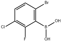 6-ブロモ-3-クロロ-2-フルオロフェニルボロン酸 化学構造式