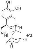 (-)-(1R,3S)-3-ADAMANTYL-1-(AMINOMETHYL)-3,4-DIHYDRO-5,6-DIHYDROXY-1H-2-BENZOPYRAN HYDROCHLORIDE Struktur