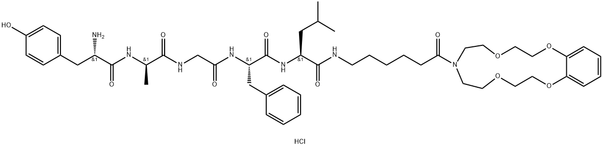 L-Leucinamide, L-tyrosyl-D-alanylglycyl-L-phenylalanyl-N-(6-(2,3,5,6,8 ,9,11,12-octahydro-7H-1,4,10,13,7-benzotetraoxaazacyclopentadecin-7-yl )-6-oxohexyl)-, monohydrochloride|
