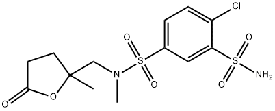 4-クロロ-N-メチル-N-(2-メチル-2,3-ジヒドロフラン-2-イルメチル)-1,3-ベンゼンジスルホンアミド 化学構造式