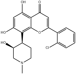2-(2-氯苯基)-5,7-二羟基-8-[(3S,4R)-3-羟基-1-甲基-4-哌啶基]苯并吡喃-4-酮, 146426-40-6, 结构式