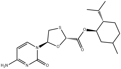 5-(4-氨基-2-氧代-2H-嘧啶-1-基)-[1,3]1,3-氧硫杂环戊-2-甲酸孟酯, 147027-10-9, 结构式