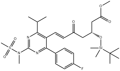 7-[4-(4-氟苯基)-6-异丙基-2-(N-甲基甲磺酰胺基)-5-嘧啶]-(3R)-叔丁基二甲硅氧基-5-氧代-(6E)-庚酸甲酯, 147118-38-5, 结构式