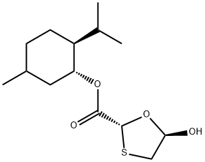 (2R,5R)-5-ヒドロキシ-1,3-オキサチオラン-2-カルボン酸(1R,2S,5R)-5-メチル-2-(1-メチルエチル)シクロヘキシルエステル 化学構造式