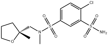 m-Benzenedisulfonamide, 4-chloro-N1-methyl-N1-(tetrahydro-2-methylfurfuryl)-, (-)- (8CI) 结构式