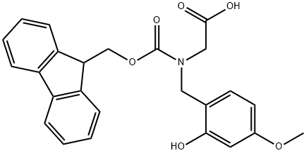 N-(9H-フルオレン-9-イルメトキシカルボニル)-N-(2-ヒドロキシ-4-メトキシベンジル)グリシン 化学構造式