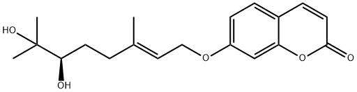 7-[[(6R,2E)-6,7-ジヒドロキシ-3,7-ジメチル-2-オクテニル]オキシ]-2H-1-ベンゾピラン-2-オン 化学構造式