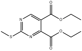 2-(メチルチオ)ピリミジン-4,5-ニカルボン酸ジエチル 化学構造式