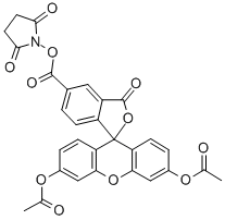 5(6)-(N-SUCCINIMIDYLOXYCARBONYL)-3',6',O,O'-DIACETYLFLUORESCEIN Structure
