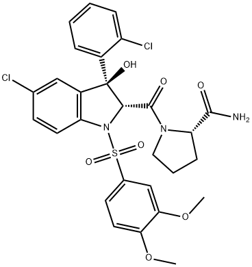 (2S)-1-[[(2R,3S)-5-CHLORO-3-(2-CHLOROPHENYL)-1-[(3,4-DIMETHOXYPHENYL)SULFONYL]-2,3-DIHYDRO-3-HYDROXY-1H-INDOL-2-YL]CARBONYL]-2-PYRROLIDINECARBOXAMIDE price.