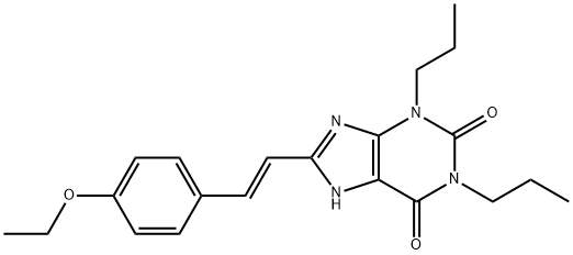 (E)-1,3-Dipropyl-8-(2-(4-ethoxyphenyl)ethenyl)-3,7-dihydro-1H-purine-2 ,6-dione Struktur