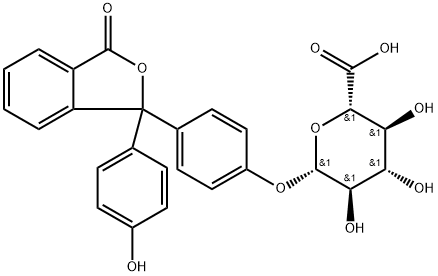 3-(4-ヒドロキシフェニル)-3-[4-(β-D-グルコピラヌロノシルオキシ)フェニル]イソベンゾフラン-1(3H)-オン 化学構造式