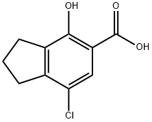 7-クロロ-2,3-ジヒドロ-4-ヒドロキシ-1H-インデン-5-カルボン酸 化学構造式