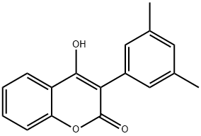 3-(3,5-ジメチルフェニル)-4-ヒドロキシ-2H-1-ベンゾピラン-2-オン 化学構造式