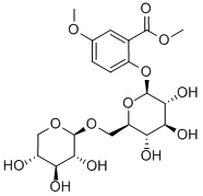 5-メトキシ-2-[(6-O-β-D-キシロピラノシル-β-D-グルコピラノシル)オキシ]安息香酸メチル 化学構造式