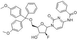 N-[1-[5-O-[Bis(4-methoxyphenyl)phenylmethyl]-2-deoxy-2-fluoro-beta-D-arabinofuranosyl]-1,2-dihydro-2-oxo-4-pyrimidinyl]benzamide Structure