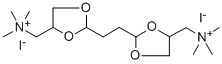 2,2'-(1,2-エタンジイル)ビス(N,N,N-トリメチル-1,3-ジオキソラン-4-メタンアミニウム)·2ヨージド 化学構造式