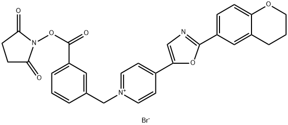 1-[3-(SUCCINIMIDYLOXYCARBONYL)BENZYL]-4-[2-(3,4-DIHYDRO-2H-1-BENZOPYRAN-6-YL)-5-OXAZOLYL]PYRIDINIUM BROMIDE, 155863-03-9, 结构式