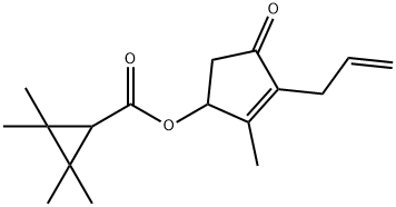 2,2,3,3-テトラメチルシクロプロパンカルボン酸3-アリル-2-メチル-4-オキソ-2-シクロペンテニル 化学構造式
