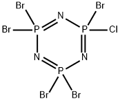 2,2,4,4,6-ペンタブロモ-6-クロロ-2,2,4,4,6,6-ヘキサヒドロ-1,3,5,2,4,6-トリアザトリホスホリン 化学構造式