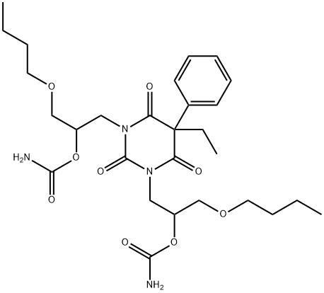 1,3-ビス[2-[(アミノカルボニル)オキシ]-3-ブトキシプロピル]-5-エチル-5-フェニル-2,4,6(1H,3H,5H)-ピリミジントリオン 化学構造式