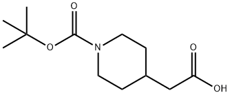 1-(tert-ブトキシカルボニル)-4-ピペリジル酢酸 化学構造式
