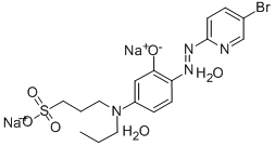 3-[[4-[2-(5-溴-2-吡啶基)偶氮]-3-羟基苯基]丙氨基]-1-丙磺酸钠盐 结构式