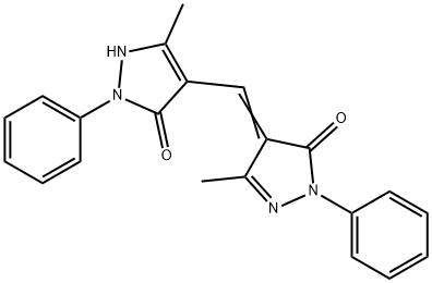 4-[(1,5-dihydro-3-methyl-5-oxo-1-phenyl-4H-pyrazol-4-ylidene)methyl]-1,2-dihydro-5-methyl-2-phenyl-3H-pyrazol-3-one Struktur