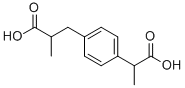 2-[4-(2-カルボキシプロピル)フェニル]プロパン酸 化学構造式
