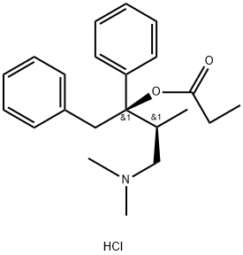 [R-(R*,S*)]-alpha-[2-(dimethylamino)-1-methylethyl]-alpha-phenylphenethyl propionate hydrochloride Structure