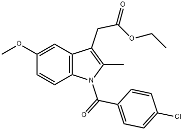 1H-Indole-3-acetic acid, 1-(4-chlorobenzoyl)-5-Methoxy-2-Methyl-, ethyl ester Structure