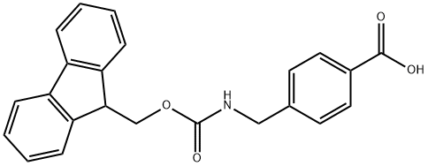 4-[[(9H-フルオレン-9-イルメトキシ)カルボニル]アミノメチル]安息香酸 化学構造式