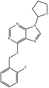6-[(2-fluorophenyl)methylsulfanyl]-9-(oxolan-2-yl)purine 结构式