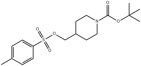 1-(tert-ブトキシカルボニル)-4-[(p-トルエンスルホニルオキシ)メチル]ピペリジン 化学構造式