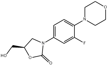 (5R)-3-[3-氟-4-(4-吗啡啉基)苯基]-5-羟甲基-2-恶唑烷酮 结构式