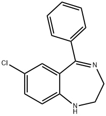 7-クロロ-2,3-ジヒドロ-5-フェニル-1H-1,4-ベンゾジアゼピン 化学構造式