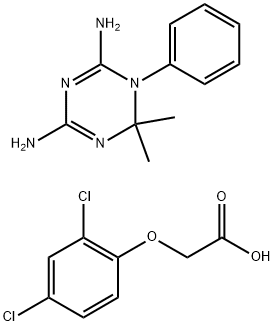 2,4-ジクロロフェノキシ酢酸・4,6-ジアミノ-1,2-ジヒドロ-2,2-ジメチル-1-フェニル-s-トリアジン 化学構造式