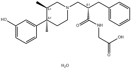 2-[[(2S)-2-benzyl-3-[(3R,4R)-4-(3-hydroxyphenyl)-3,4-dimethyl-1-piperi dyl]propanoyl]amino]acetic acid dihydrate Structure