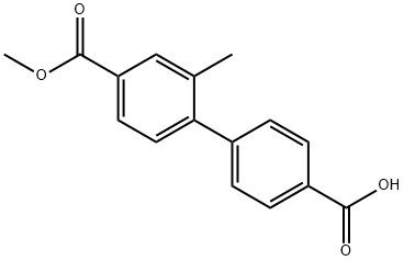 4'-(メトキシカルボニル)-2'-メチル-[1,1'-ビフェニル]-4-カルボン酸 化学構造式